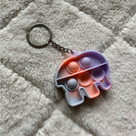 Pop It | Tie Dye Elephant Pop It Fidget Silicone Keychain - Picture 2 of 7